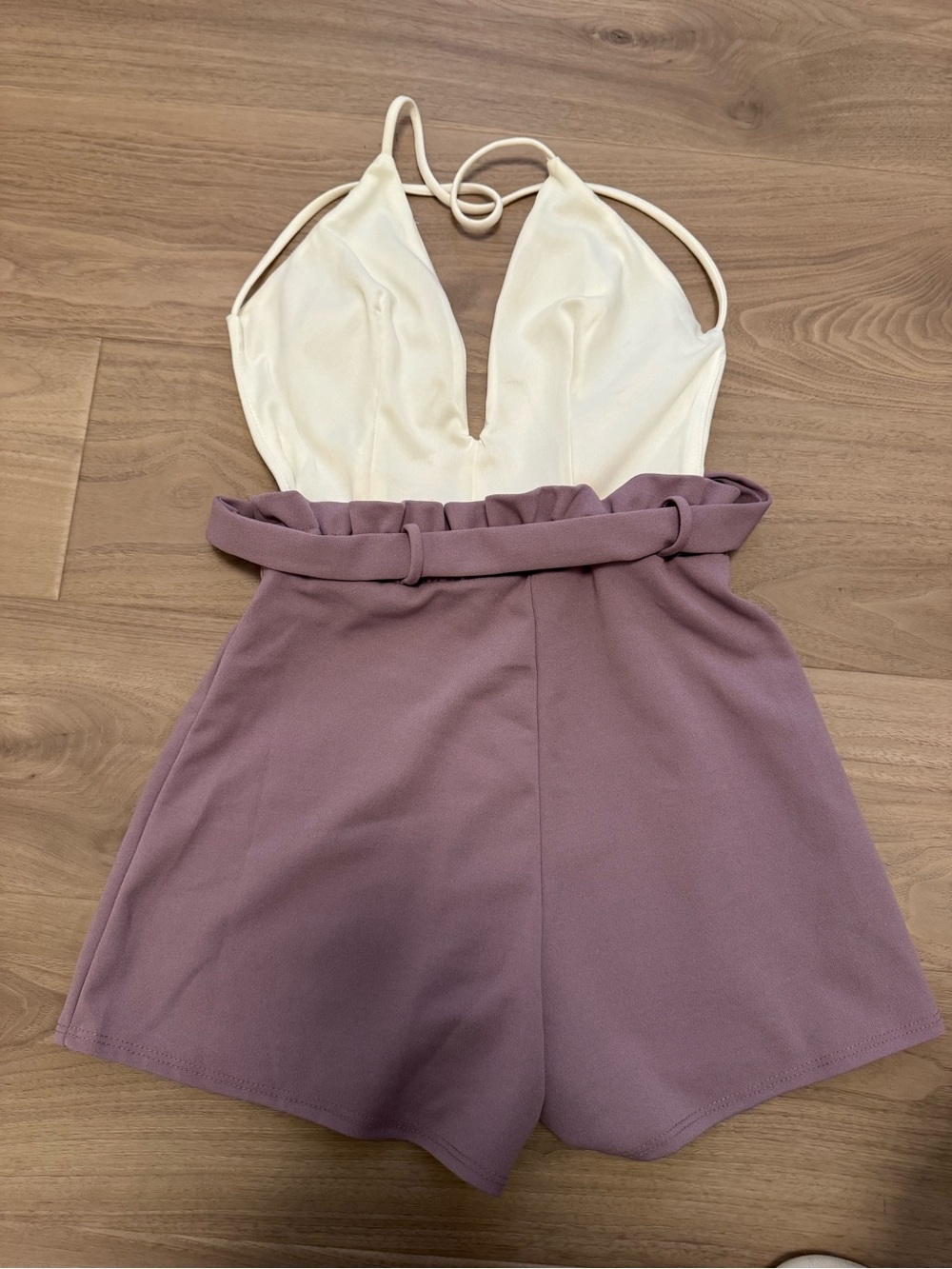 Ivory & Dusty Mauve Romper View 2